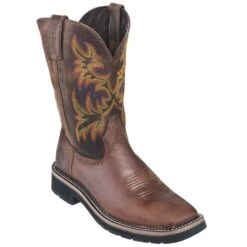 Justin Boots: Men's SE4681 Brown Square Toe Stampede Boots -BootHaven Store justin wk4681 080 p 01