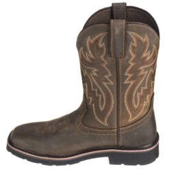 Wolverine Boots: Men's 10704 Dark Brown Rancher Slip Resistant Pull On Boots -BootHaven Store wolverine 10702 i 01 1